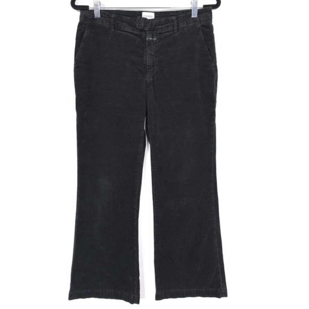 CLOSED Women's Wharton Pants Size 28 Velour Wide Leg Black ITALY🇮🇹MADE C91614